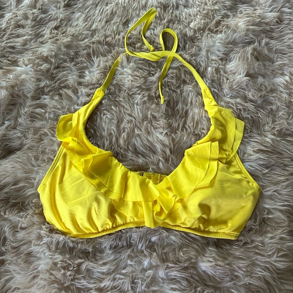 Kenneth Cole Yellow Ruffled Bikini Top